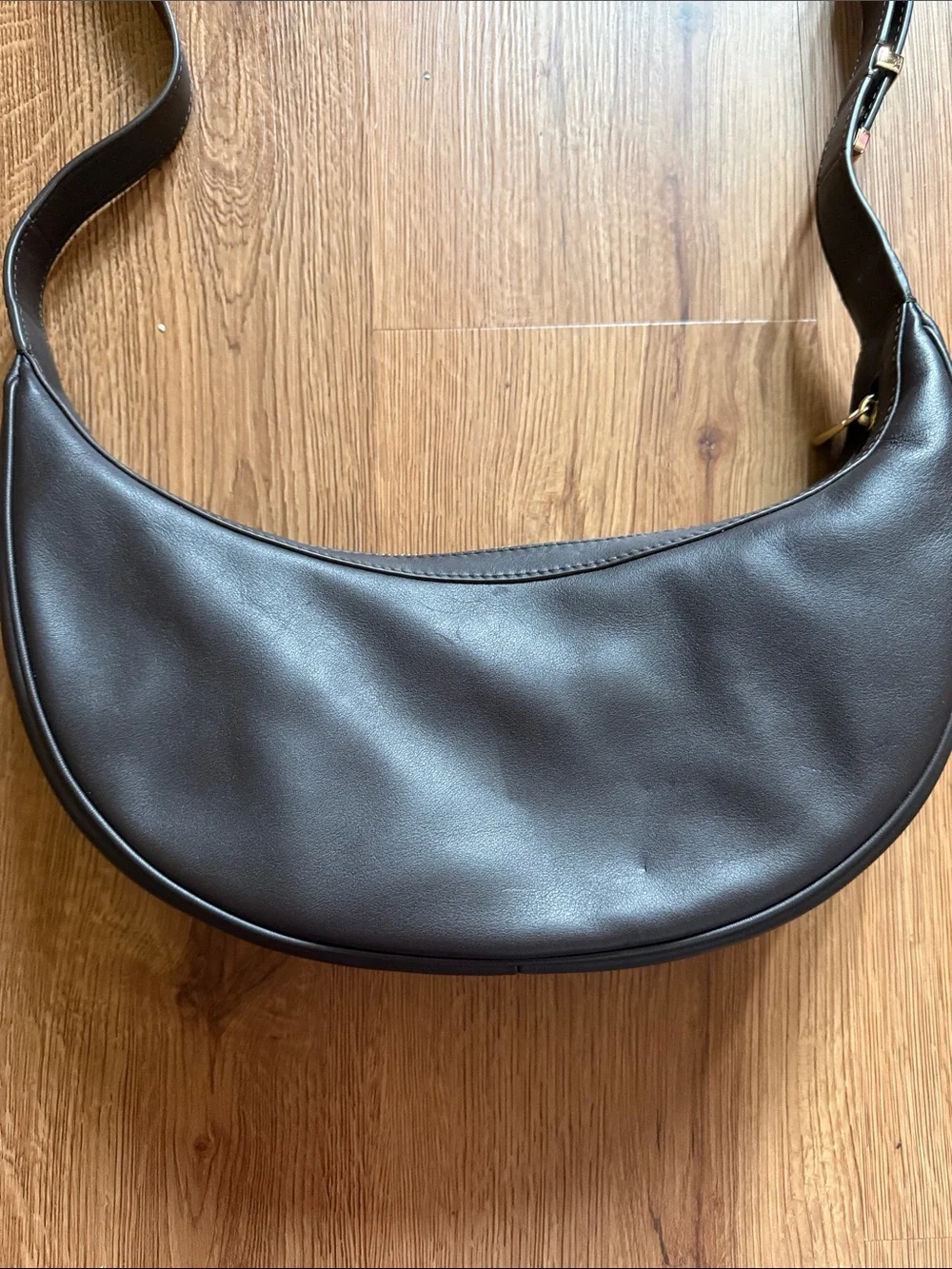 Michael Kors Brown Crescent Shoulder Bag with Gold Hardware